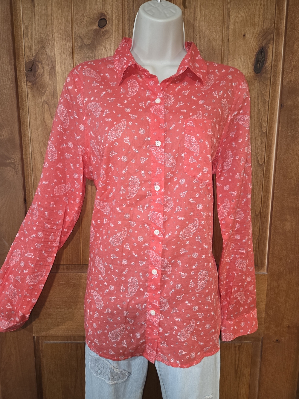 Old Navy Muted Red‎ Paisley Button-Down Shirt